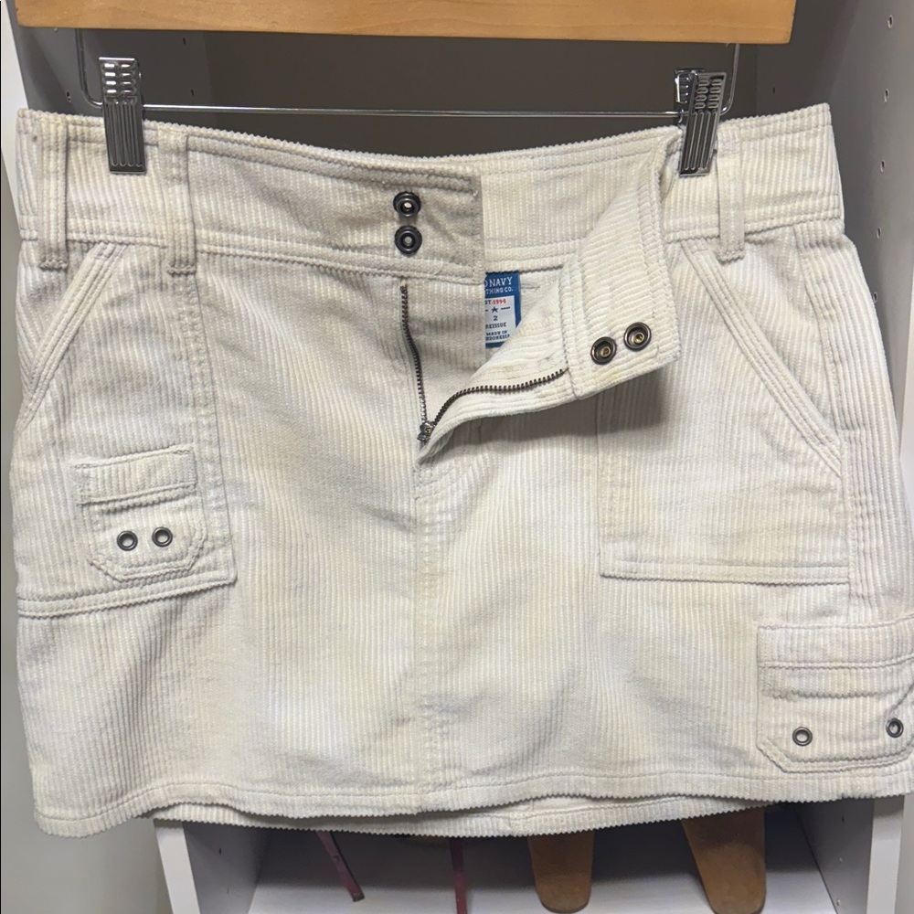 Old Navy Cream Corduroy Mini Skirt